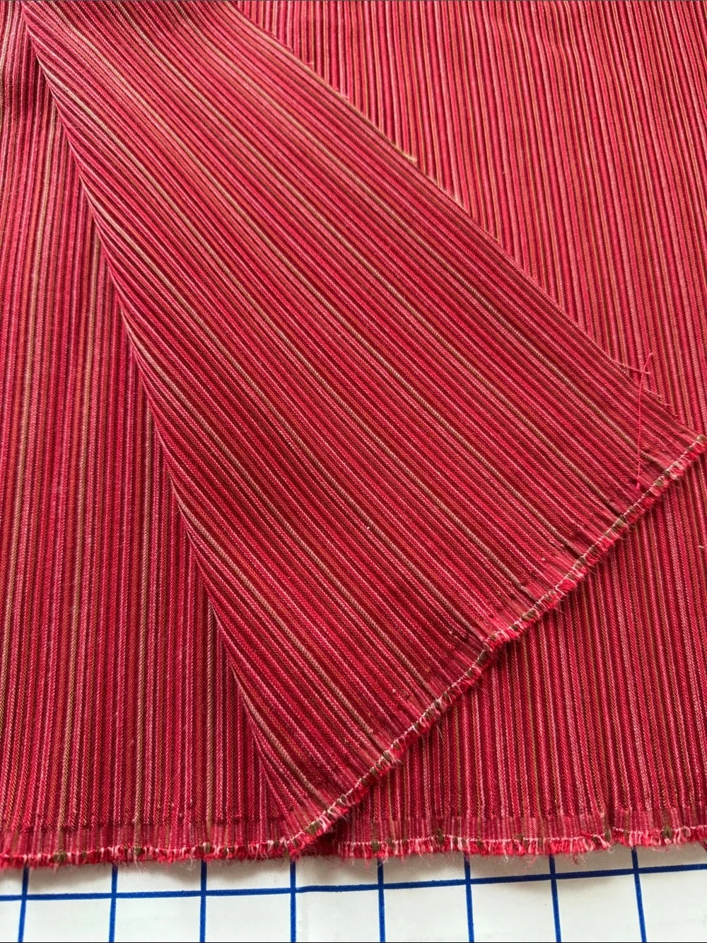 Vintage 1970s Ribbed Knit Fabric Rust/Red Stripe 3.5 Yards x 58” Heavy Stretch